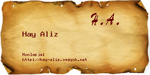 Hay Aliz névjegykártya